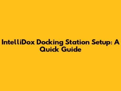 IntelliDox Docking Station Setup: A Quick Guide